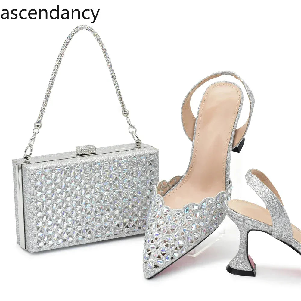 Luxury Rhinestone Italian Designer Shoes and Bags Set (Ascendancy).
