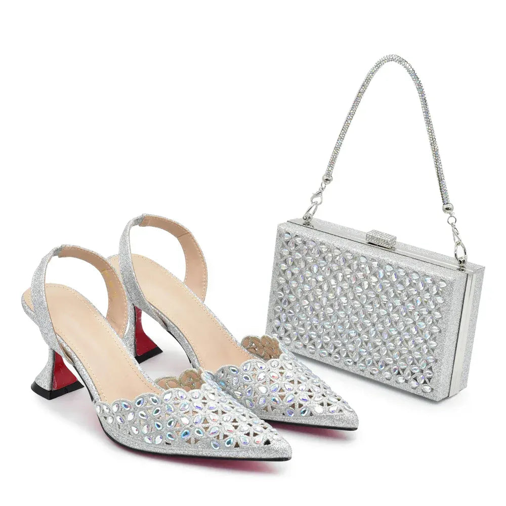 Luxury Rhinestone Italian Designer Shoes and Bags Set (Ascendancy).