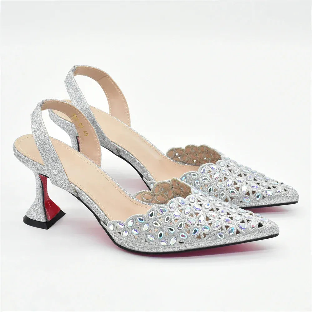 Luxury Rhinestone Italian Designer Shoes and Bags Set (Ascendancy).