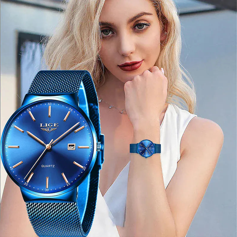 Luxury Women’s Watch | Ultra-Thin Steel Mesh Quartz Waterproof