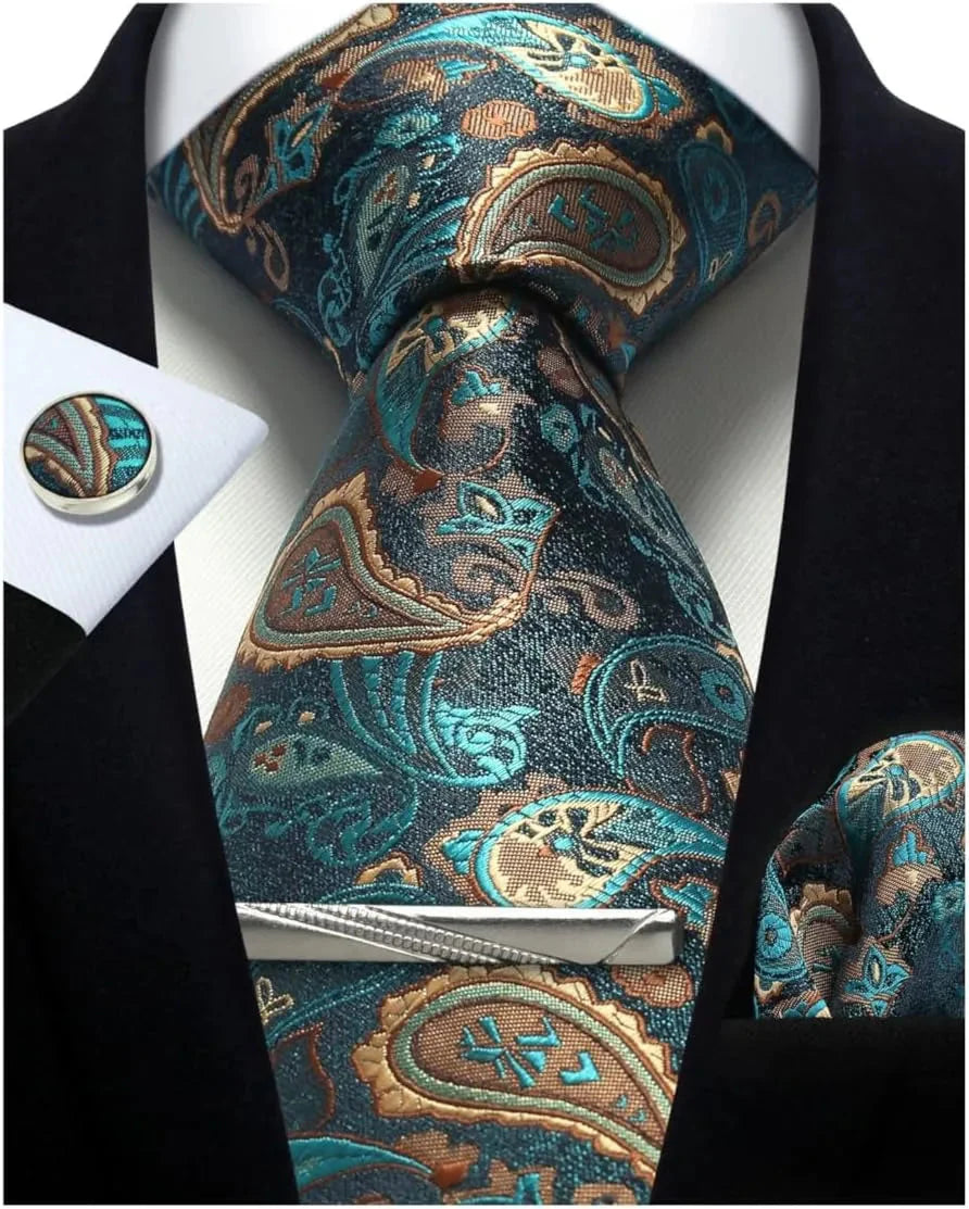 Maison Novaire 100% Silk Paisley Floral Tie