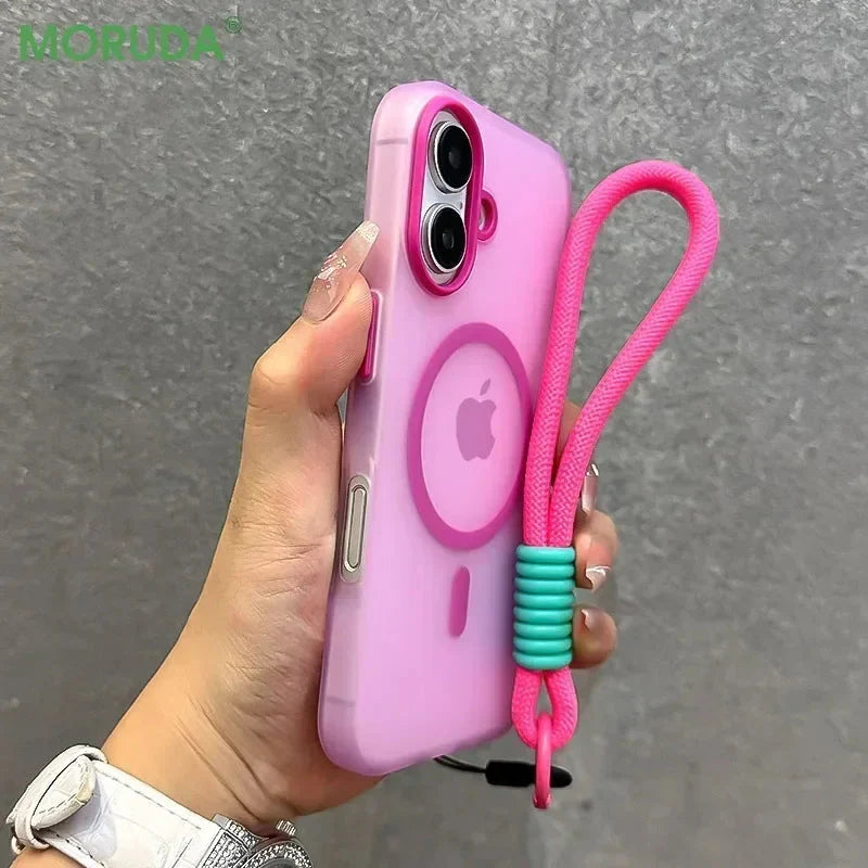 Matte Clear Magnetic Wireless Wrist Strap Candy Color Cover.