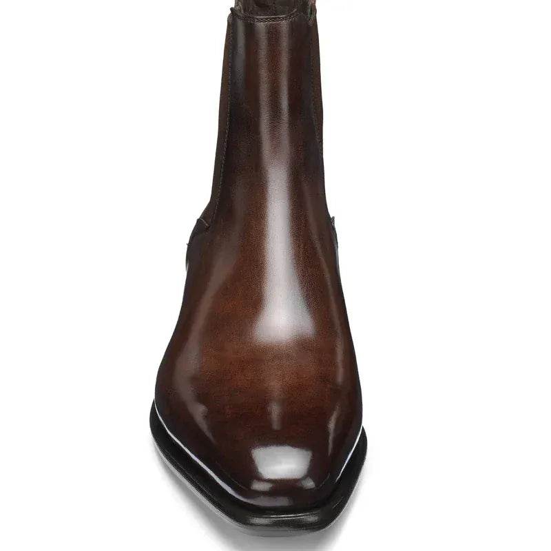 Men’s Brown Chelsea Boots | Classic PU Ankle Boots with Elastic Panels for Everyday Comfort & Style