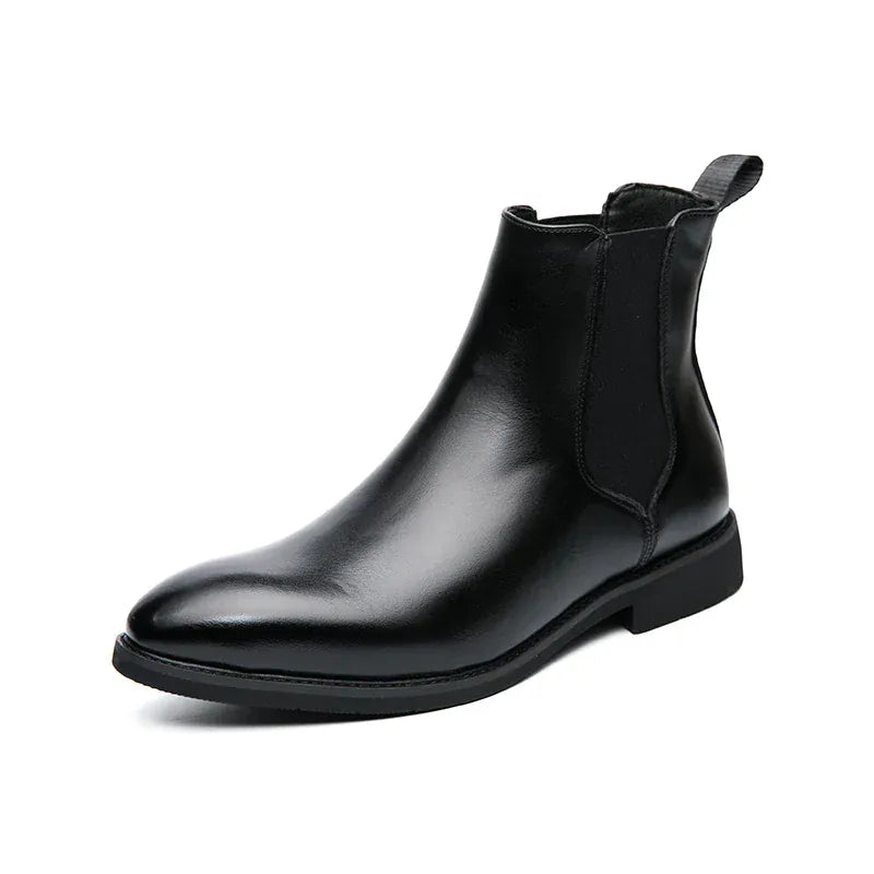 Men’s Brown Chelsea Boots | Classic PU Ankle Boots with Elastic Panels for Everyday Comfort & Style