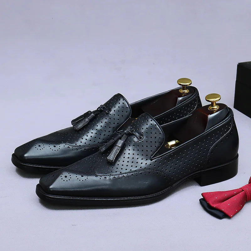 Men's Genuine Leather Tassel Loafers | Vintage Moccasins 38-46