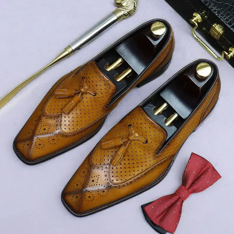 Men's Genuine Leather Tassel Loafers | Vintage Moccasins 38-46