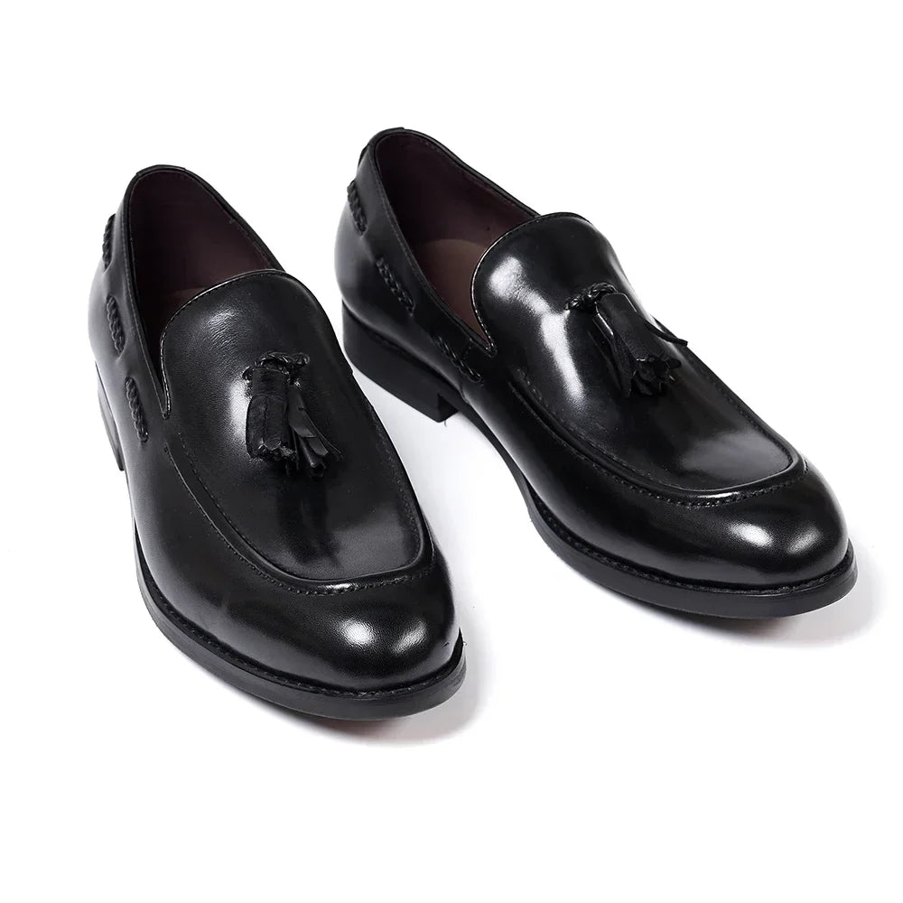 Men's Leather Tassel Loafers | Handmade Comfort Slip-Ons | Formal Casual