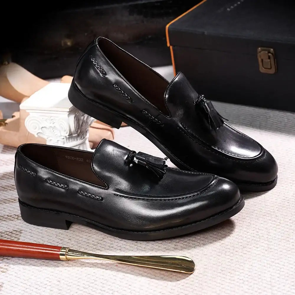 Men's Leather Tassel Loafers | Handmade Comfort Slip-Ons | Formal Casual