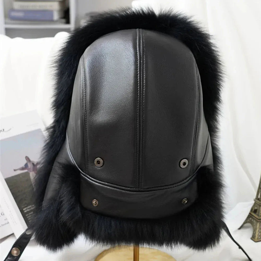 Men’s Real Silver Fox Fur Ushanka Hat