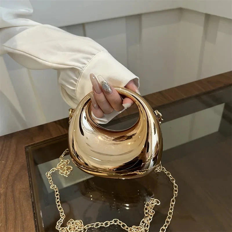 New Gold Silver Fashion Acrylic Moon Women's Handbags.