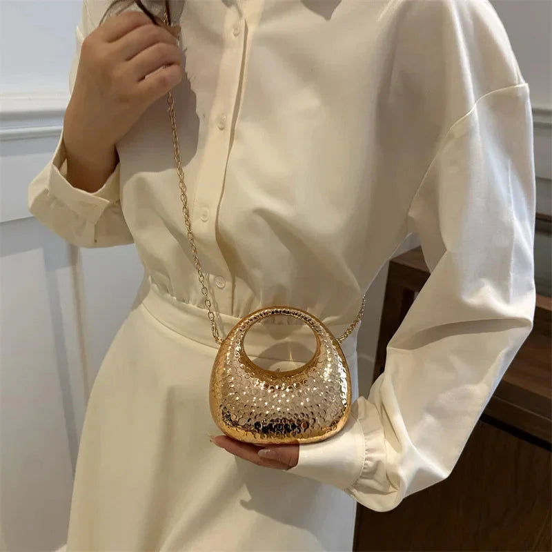 New Gold Silver Fashion Acrylic Moon Women's Handbags.