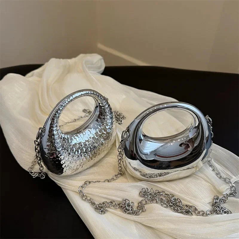 New Gold Silver Fashion Acrylic Moon Women's Handbags.