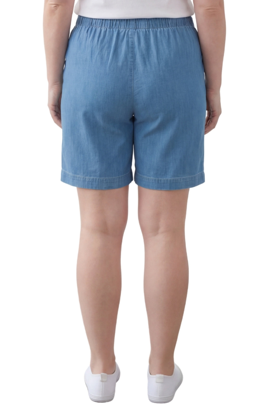 Women's Pull On Denim & Twill Shorts with stretch waist - No zipper or buttons