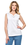 Women's Rhinestone Notch V-neck Knitted Tank Top