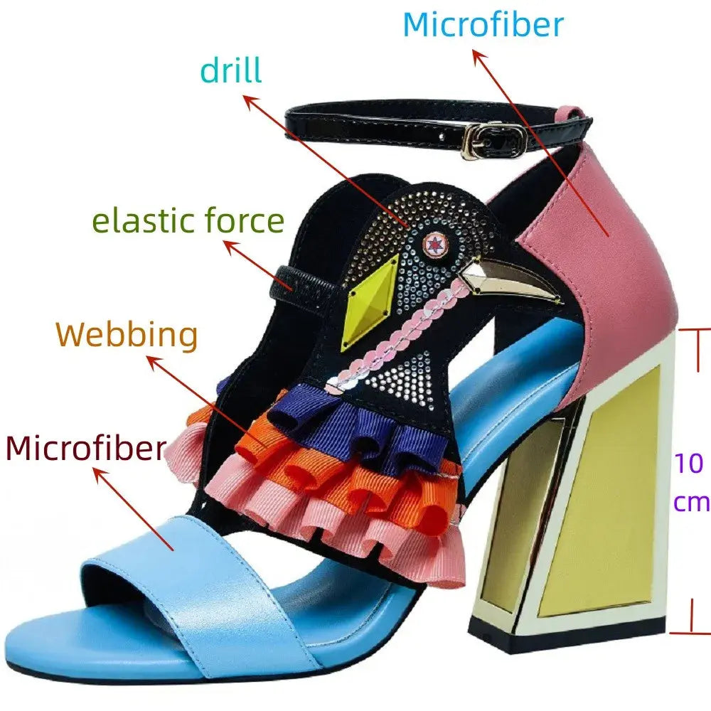 Party Rhinestone Chunky Heel Novelty Shoes.