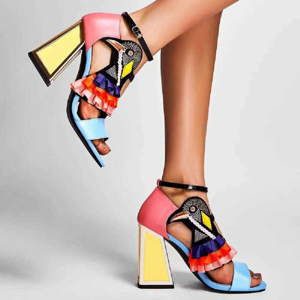 Party Rhinestone Chunky Heel Novelty Shoes.