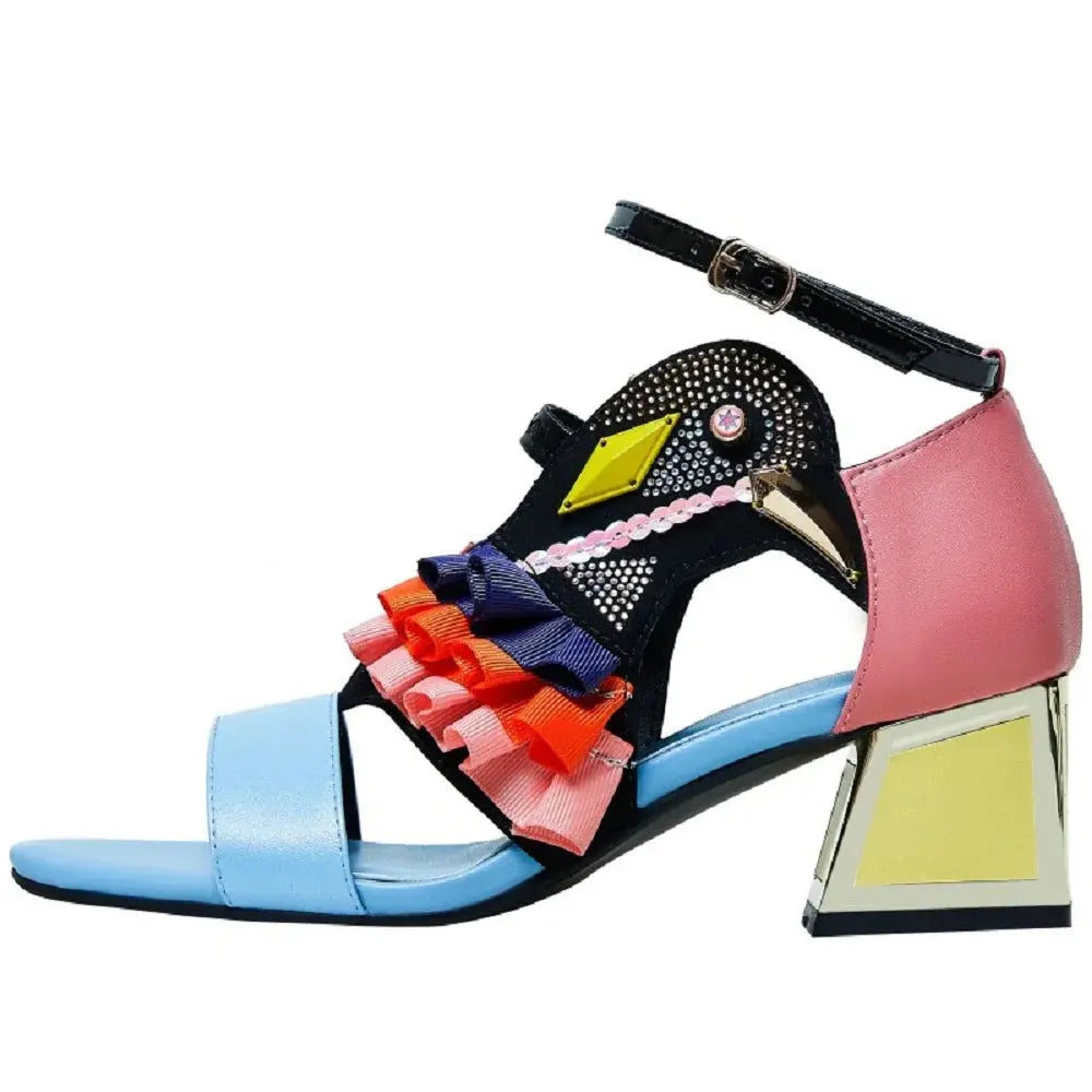 Party Rhinestone Chunky Heel Novelty Shoes.