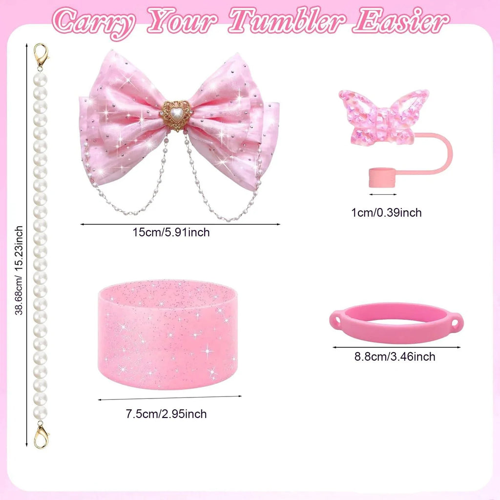 Pink 12pcs 30oz 40oz Tumbler Cup Accessories Set.