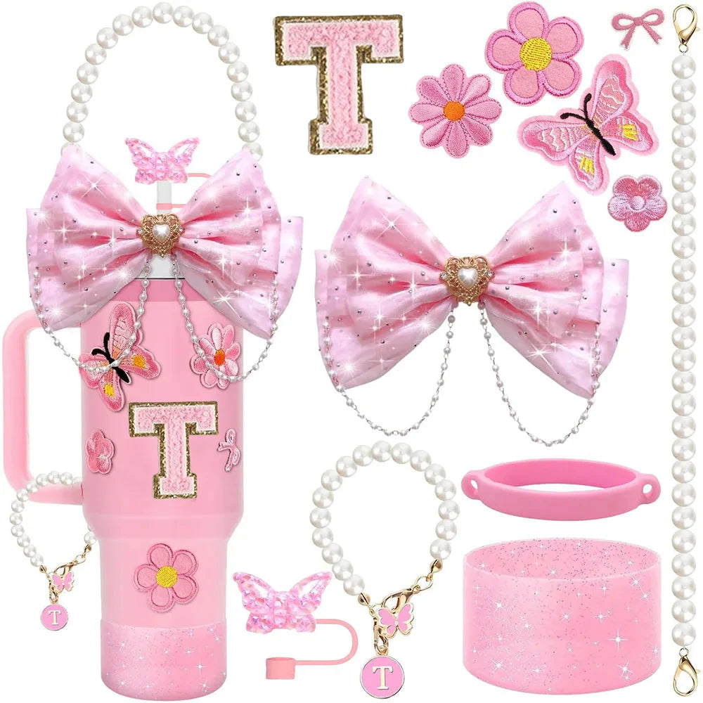 Pink 12pcs 30oz 40oz Tumbler Cup Accessories Set.