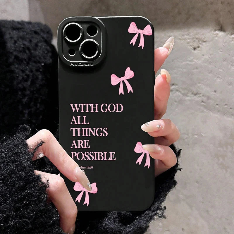 Pink Girl Bow Slogan Phone Case