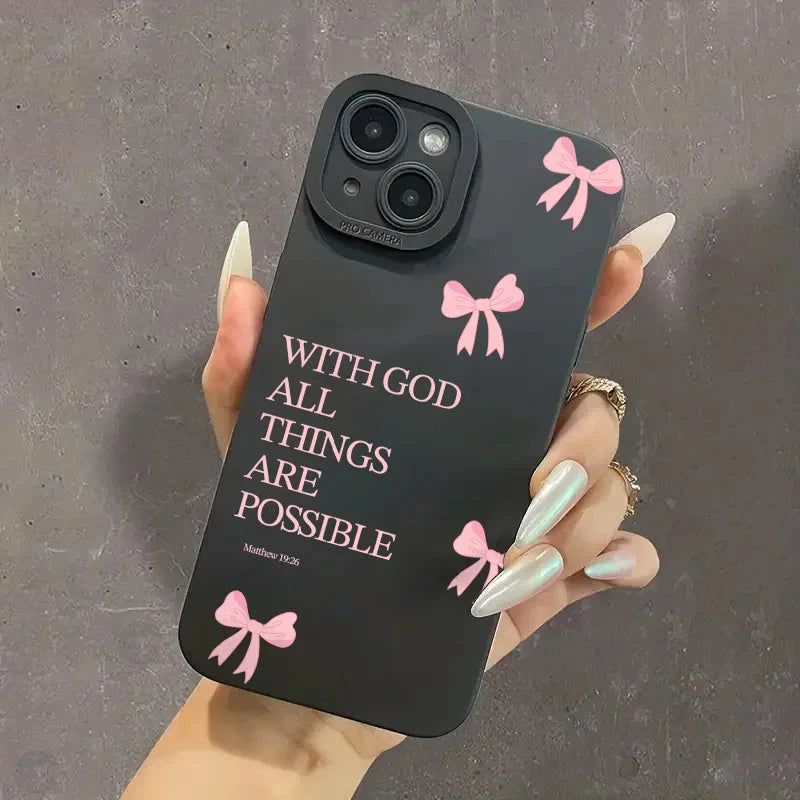 Pink Girl Bow Slogan Phone Case