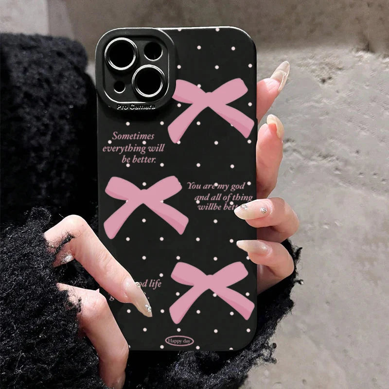 Pink Girl Bow Slogan Phone Case