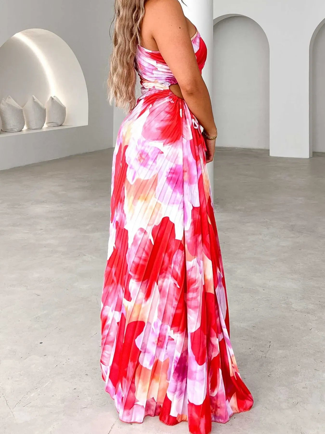 Printed Asymmetrical Maxi Dress