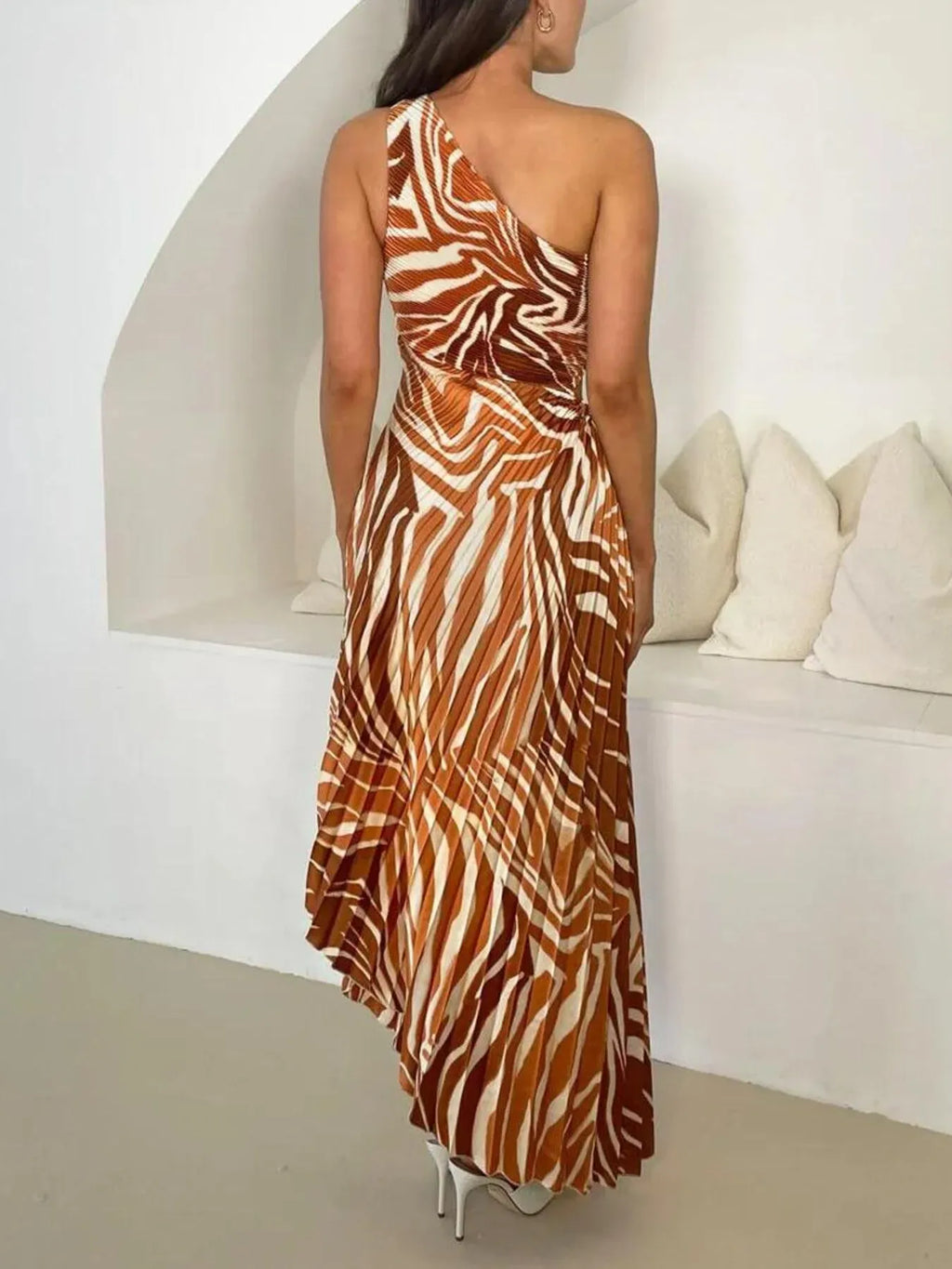 Printed Asymmetrical Maxi Dress