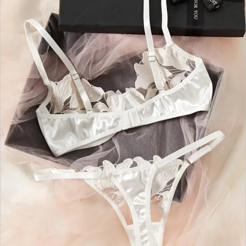 Product Page: Toucheart Embroidery Lace Push-Up Bra Set | Sexy Transparent Thin Lingerie for Women with Erotic Briefs Kit