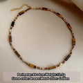 Retro Temperament Layered Tiger Eye Stone Pendant Necklace.