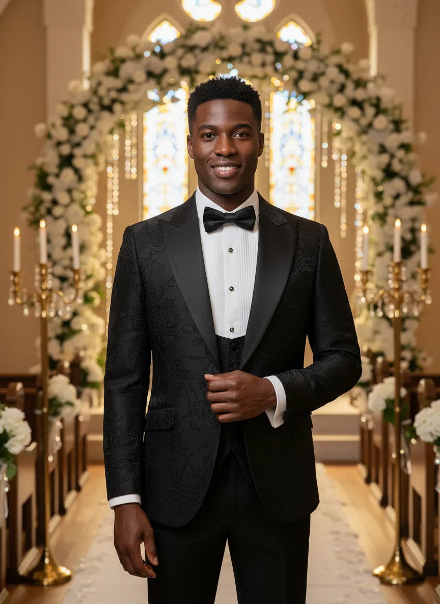 ST Cassy Men's 3-Piece Black Tuxedo | Wedding Dinner Suit Set