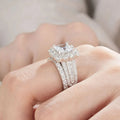 Silver Moissanite VVS1 Diamond Wedding Ring Set.