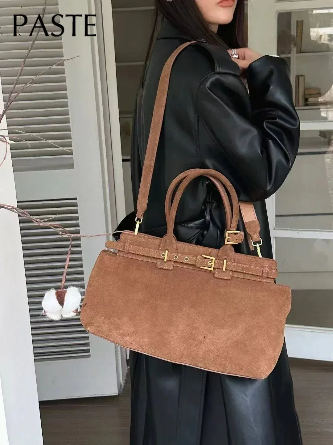 Winter Suede Leather Tote Russian-Style Women’s Shoulder Bag