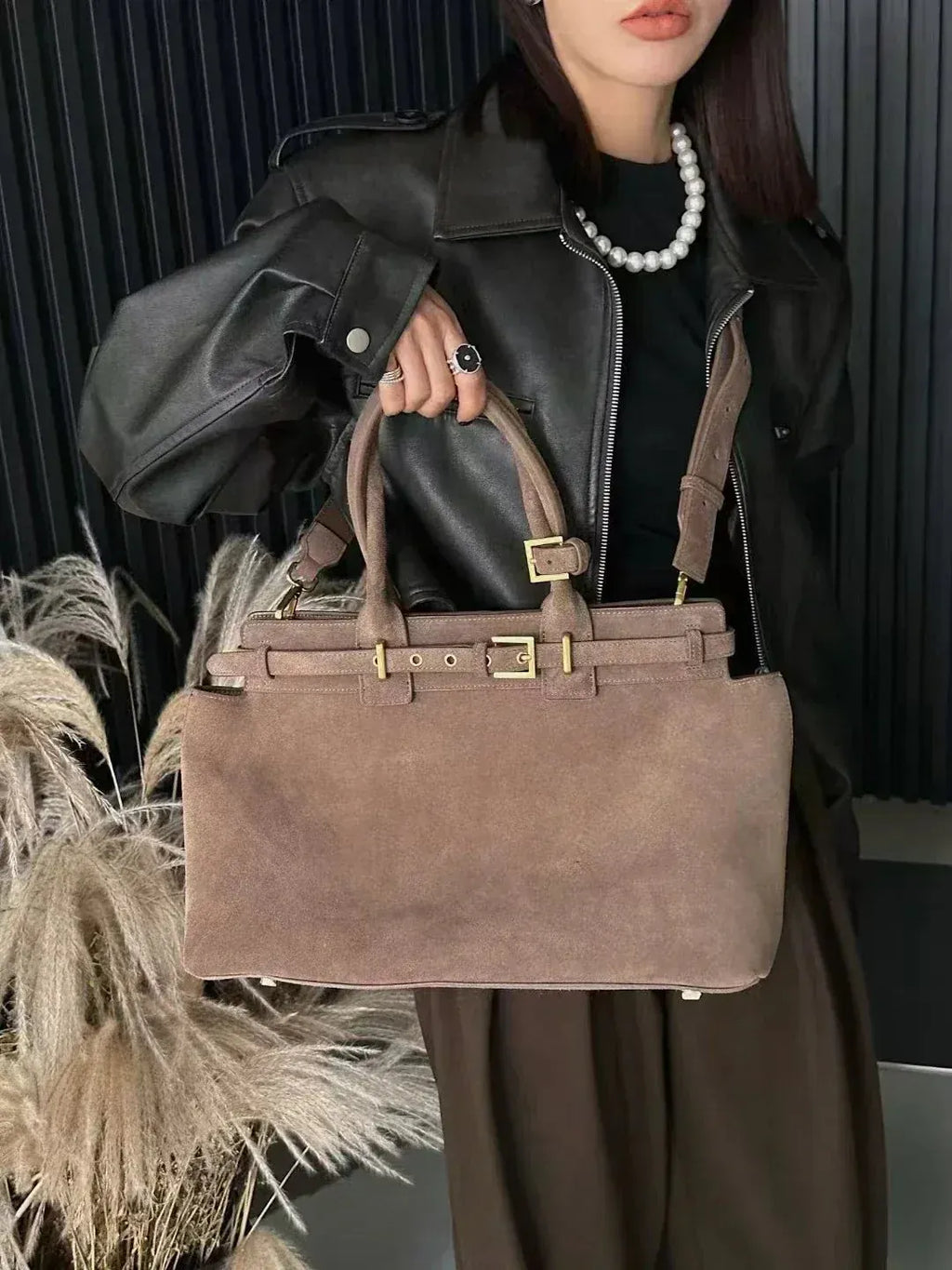 Winter Suede Leather Tote Russian-Style Women’s Shoulder Bag