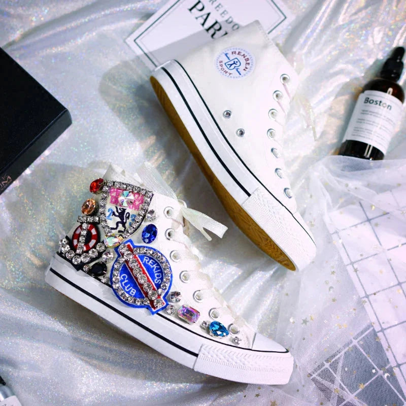 Woman Canvas Shoes Flat Platform Loafers.