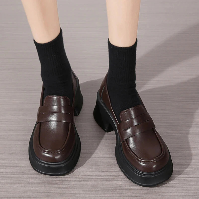 Women's Loafers Spring British Style Slip On Platform Shoes for Women.