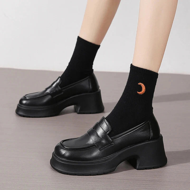 Women's Loafers Spring British Style Slip On Platform Shoes for Women.