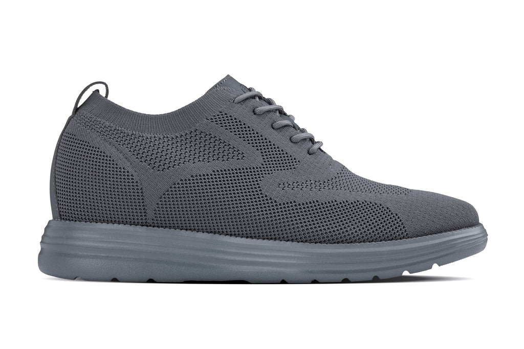 CALTO - X2641 - 2.8 Inches Taller (Iron/Dark Grey Sole) - Lace Up Casual Walker - Lightweight