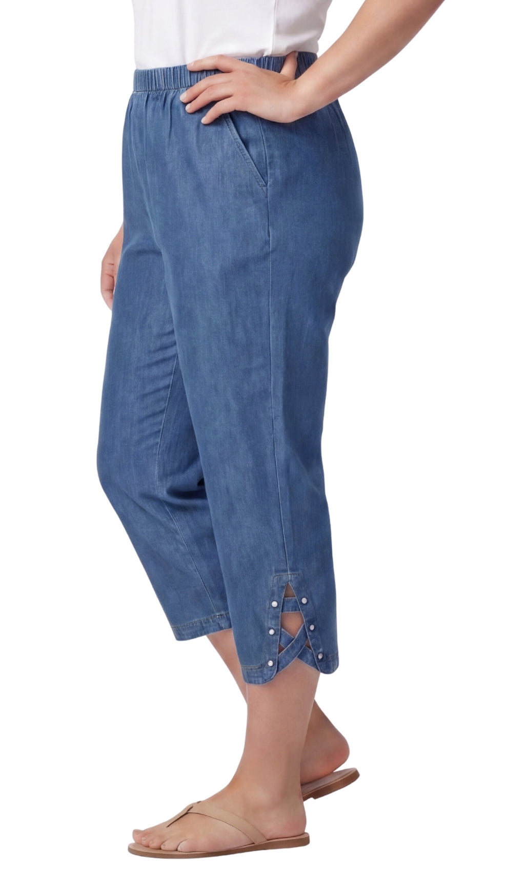 Women’s Lightweight Capris with Studded Hem Detail