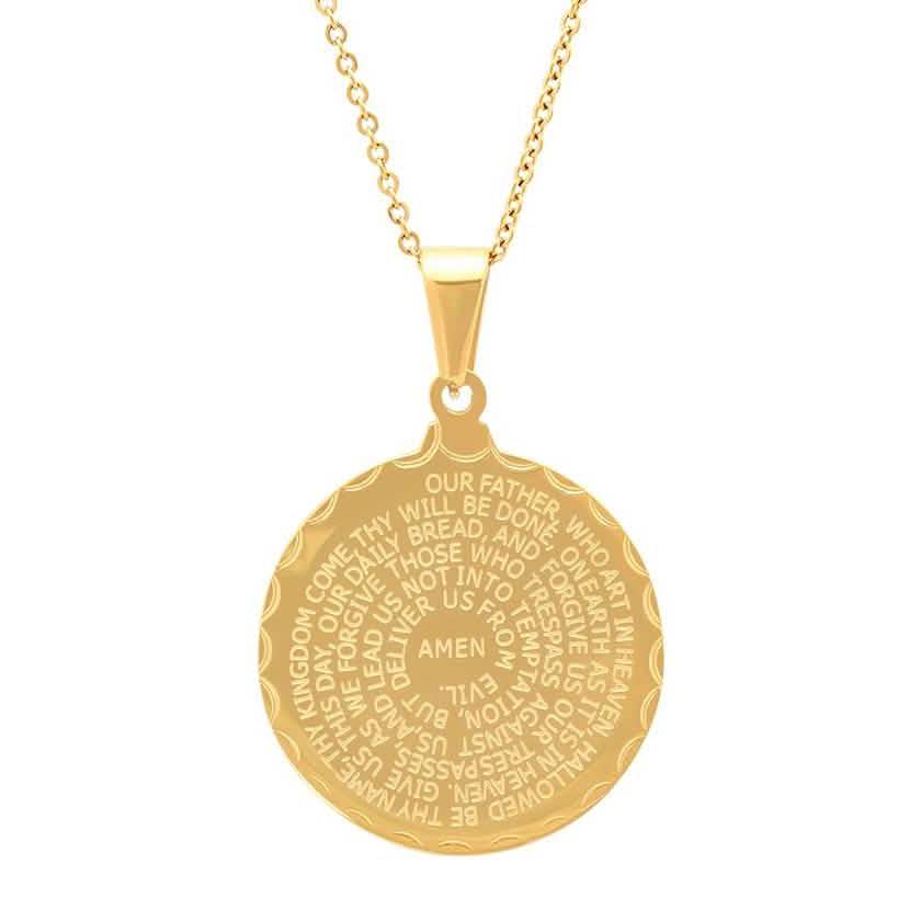 Stainless Steel Lord's and Serenity Prayer Pendant for Women